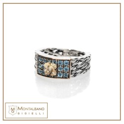 Anello Medievale pavè azzurro| Gioielli De Nobili